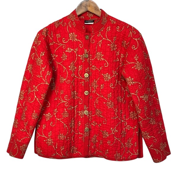 Vintage National Geographic Pfeifer Studio‎ Jacket Women M Red Quilted 90s Y2K - Picture 1 of 11
